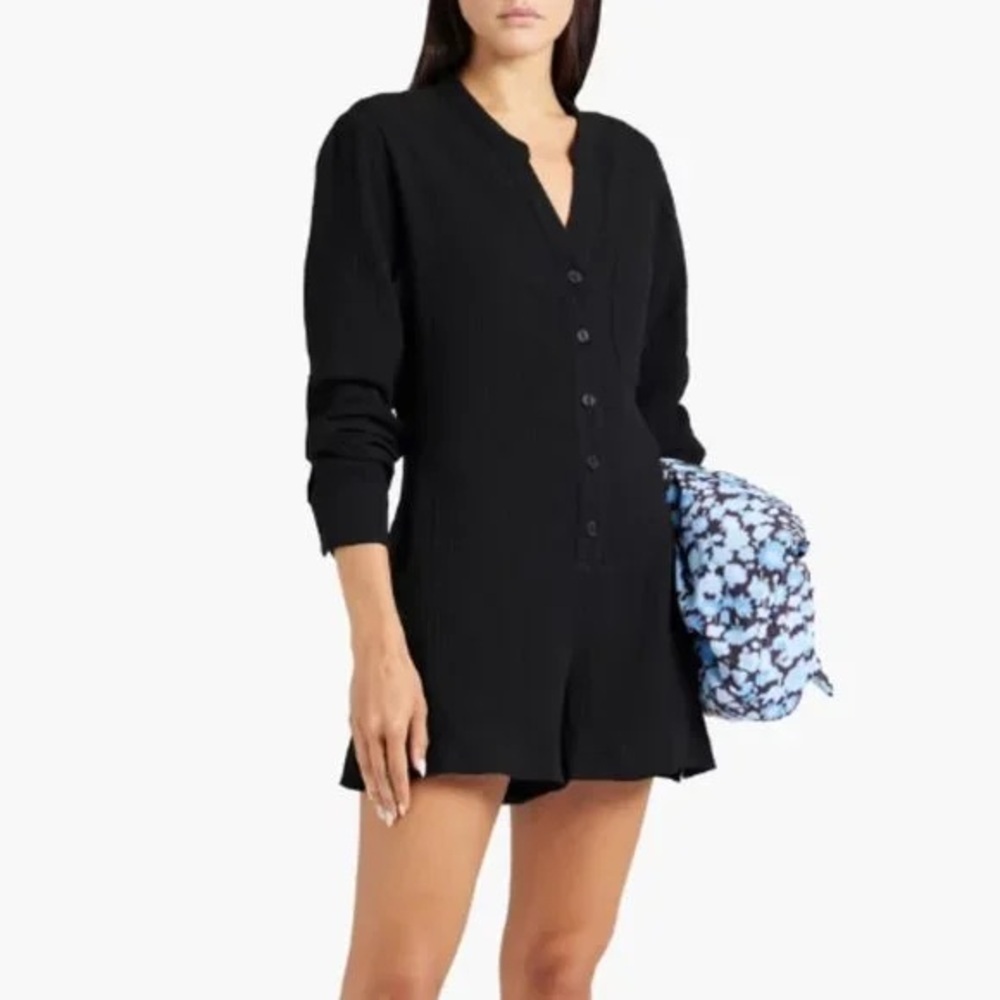 NWOT Onia Button-down Crinkle Gauze Romper, Women’s Small, Black